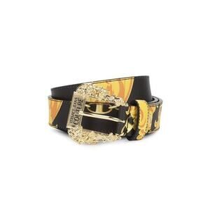 Versace Jeans Couture Belts Women's 90 Black Genuine Leather Gold Buckle NWT
